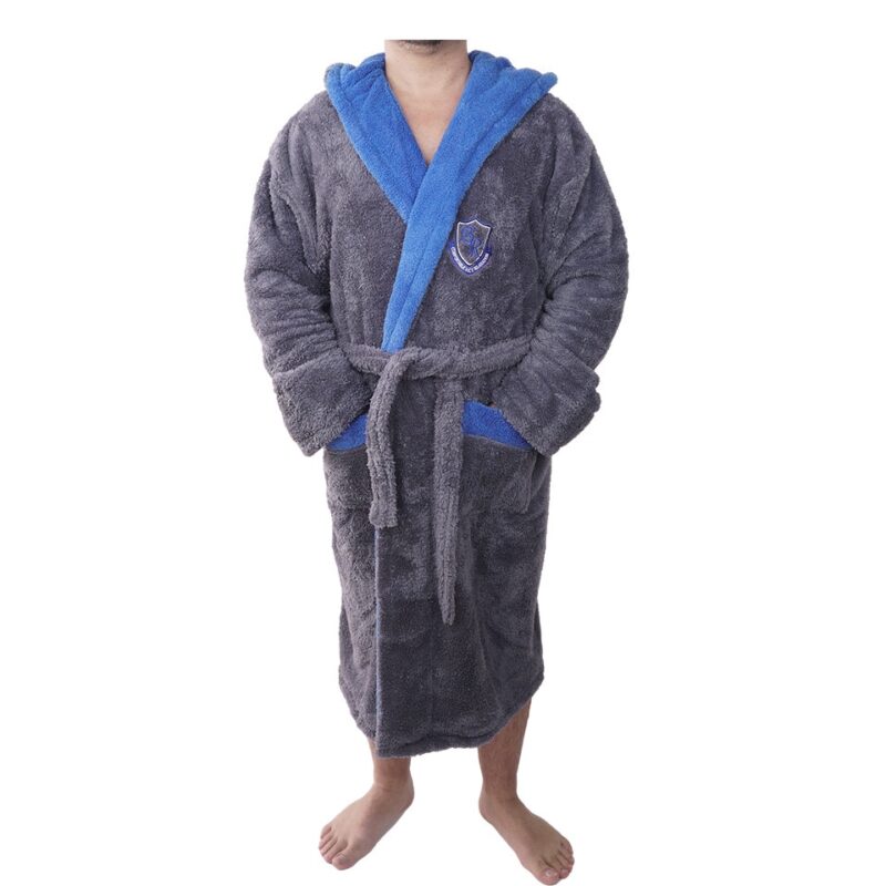Halat baie barbati, Baray, model 2 STM, cocolino, bumbac, buzunare, gluga, lung, gri/albastru deschis, L
