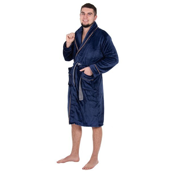 Halat barbati Springos fleece, poliester, bleumarin, L-XL