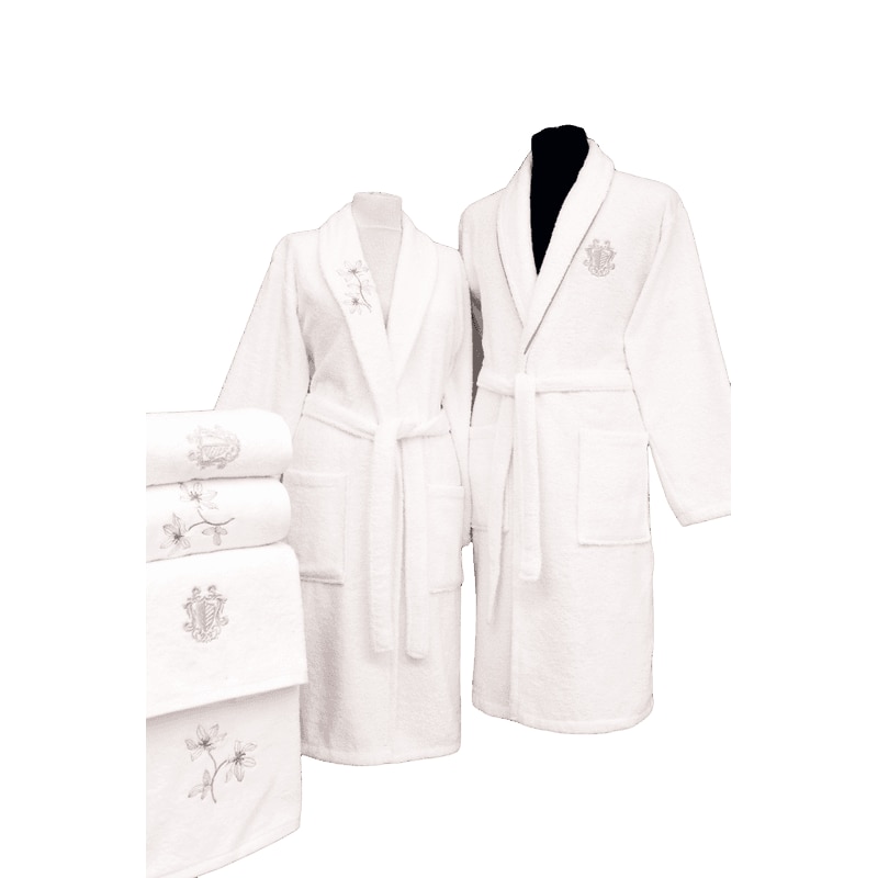 Set halat de baie, KAZEL, Bumbac, 6 piese, Alb