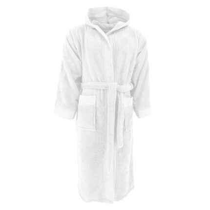 Halat baie adulti cu gluga, The One, Alb, L-XL, 100% bumbac