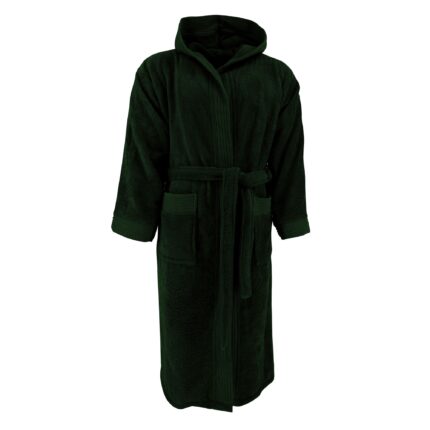 Halat baie adulti cu gluga, Verde inchis, L/XL, 100% bumbac
