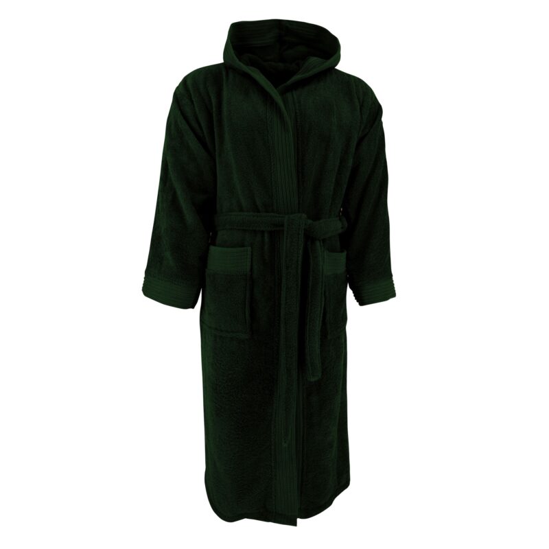 Halat baie adulti cu gluga, Verde inchis, L/XL, 100% bumbac