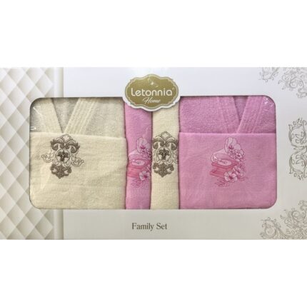 Set matrimonial,2 halate +4 prosoape, Alb-Violet,Letonia