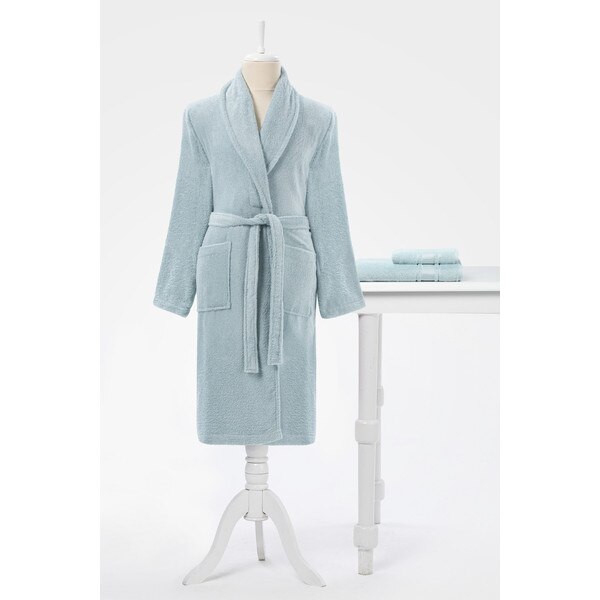 Set halat de baie si 2 prosoape, Ozdilek, Bumbac, Albastru, S/M