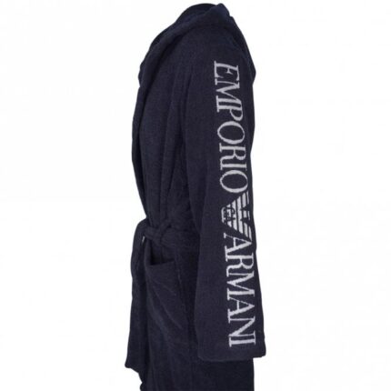 Halat de baie pentru barbati, Emporoi Armani, Bumbac, cu gluga, Bleumarin, marimea S