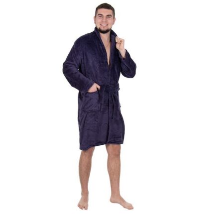 Halat pentru barbati, Springos poliester, fleece, albastru, marime M/L