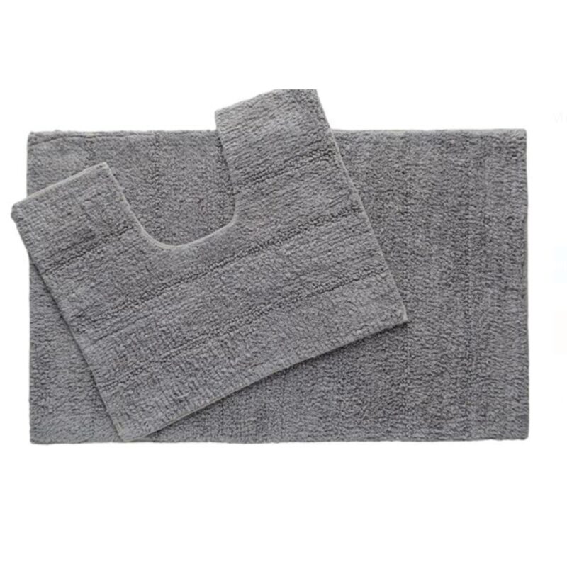 Set covorase pentru baie, forma dreptunghiulara si pentru vasul de toaleta, culoare gri, dimensiune 80*50 si 50*40