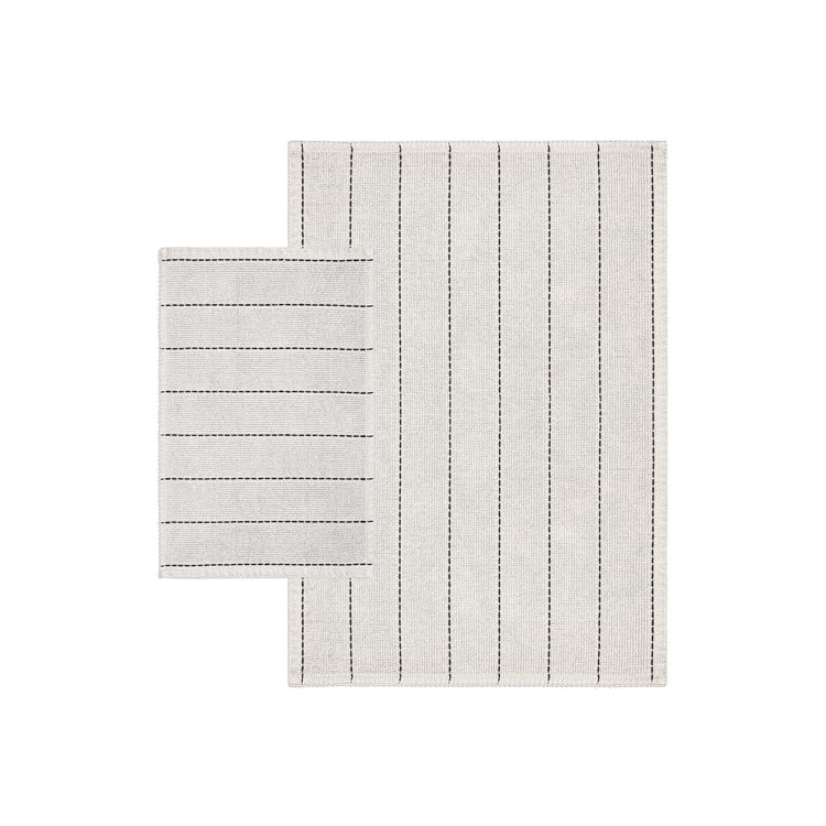 Set de 2 Covoras de baie, BlueNity, Bumbac natural, 60x100, 50x60 cm, Alb/Bluemarin