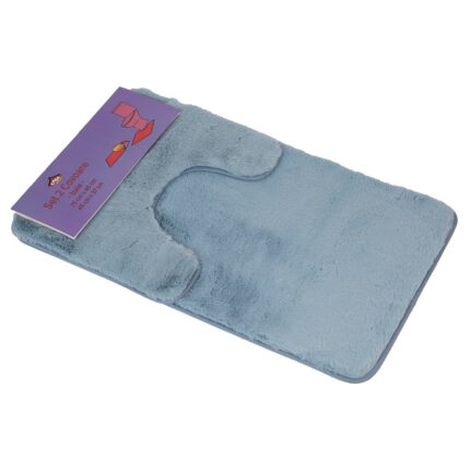 Set 2 covoare baie pufoase, Casa Plastor, 75x45 cm, gri albastrui
