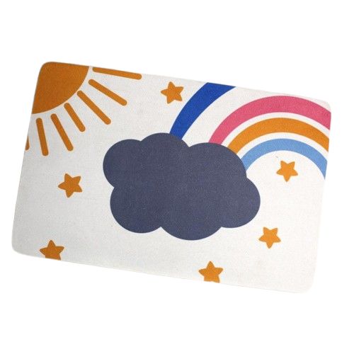 Covor baie universal antiderapant, Dreptunghiular, 60x40 cm, model de nori si soare, Multicolor