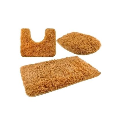 Set covoare baie, OM Market, 3 bucati, Maro Deschis