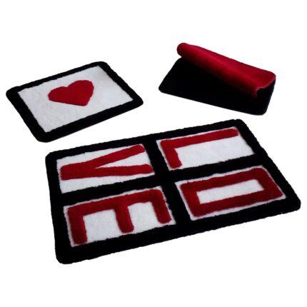Covorase de baie, Set 3, LOVE Rosu, 100 % Acril, Chilai Home