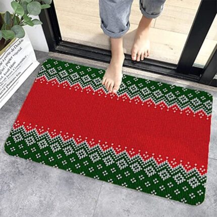 Covoras de baie Anyingkai, textil, rosu/alb/verde, 40 x 60 cm