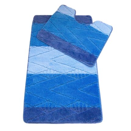 Set 2 covorase baie Betys Diamonds, 60x100cm/50x60cm, antiderapant, polipropilena, albastru degrade, romburi, 1300 g