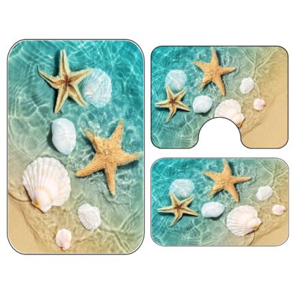 Set 3 Covoare baie antiderapante turcoaz, 60x90 cm, CBA06