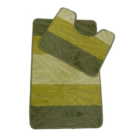 Set 2 covorase baie Basic Standard 05, 50x80cm/40x50cm, antiderapant, polipropilena, verde degrade, model ice lines