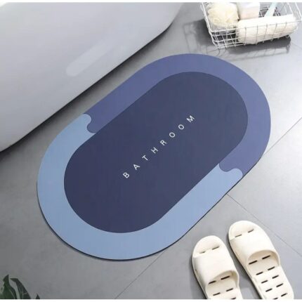 Covoras de baie Flat, Baza antiderapanta, Extra-Absorbant, 40x60cm, Albastru