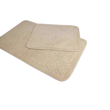 Set de 2 covorase pentru baie, din bumbac 100%, antiderapant, model Braid Beige