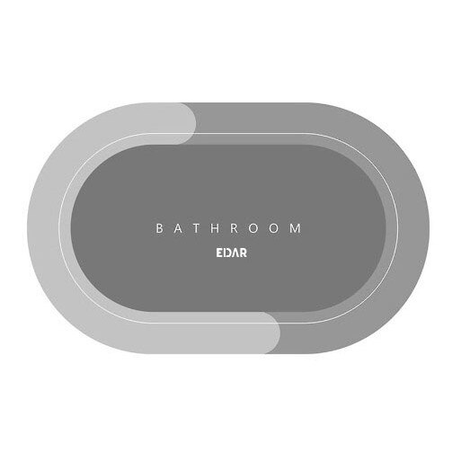 Covor de Baie Antiderapant EDAR, Forma Ovala, 57.5 x 40 cm, Model „Bathroom”, Gri Cenusiu