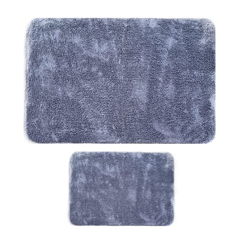 Covor baie microfibra Gri 2 piese 90cm*60 si 45*60
