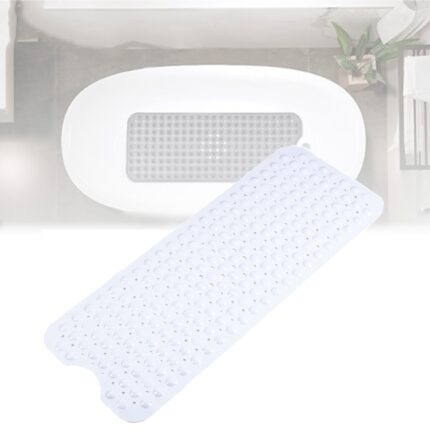 Covoras pentru cada, 100x40 cm, Antiderapant, PVC, alb