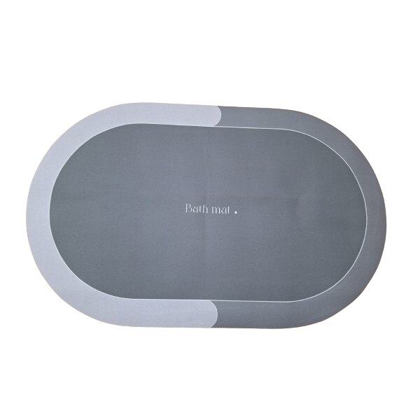 Covor de baie anti-alunecare, super absorbant, pentru picioare, oval 50x80 cm, de culoare gri