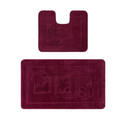 Set 2 Covoras baie, Antiderapant, Maritime 2576, Aubergine, 50x80 cm/ 40x50 50 x 80 / 40 x 50