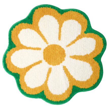 Covoras pentru baie, Model floral, Multicolor, 65 cm