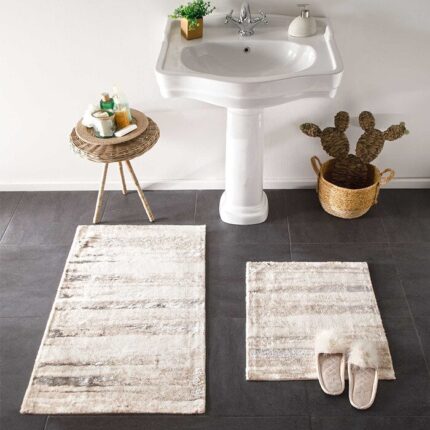 Set 2 Covorase de Baie, TAC, Classy, Bej, 50x60 cm si 60x100, Bumbac