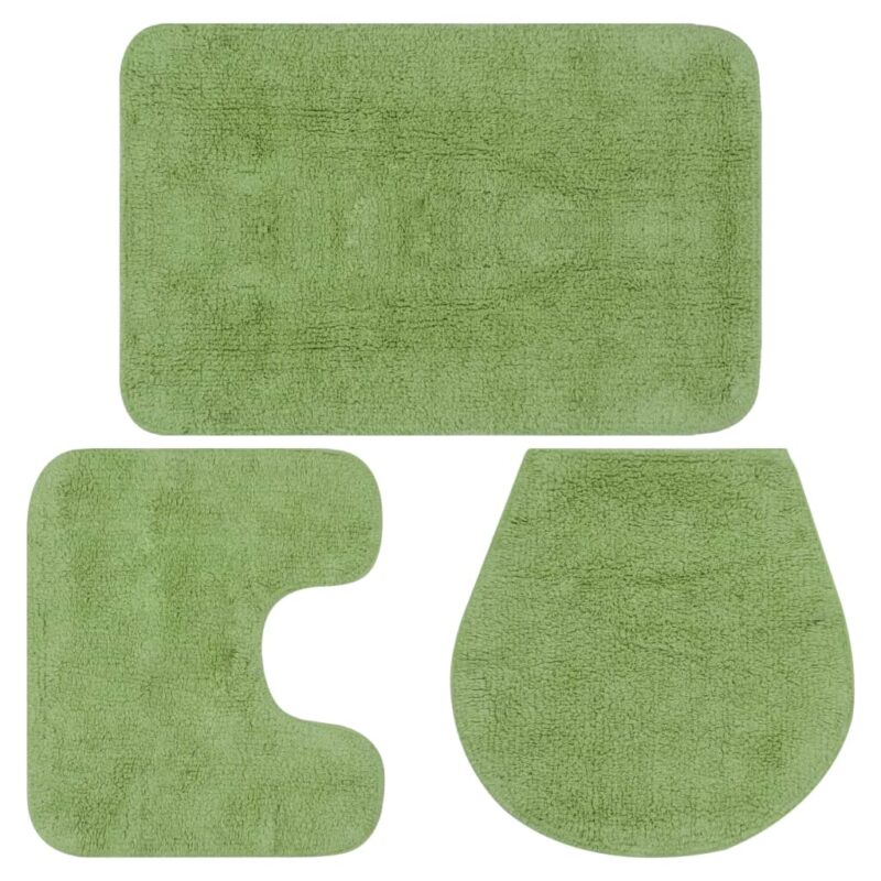 Set de 3 covorase pentru baie, vidaXL, Bumbac ,50 x 78 cm, Verde