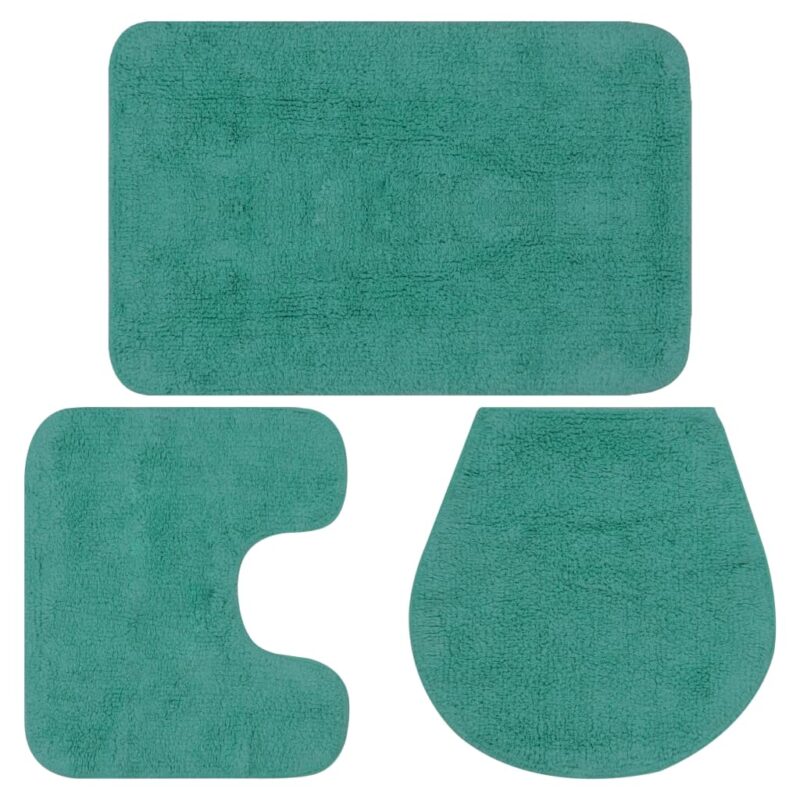 Set de 3 covorase pentru baie, vidaXL, Bumbac , 50 x 78 cm, Turcoaz