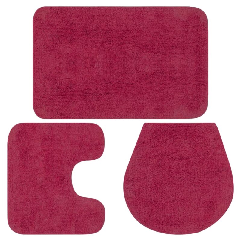 Set de 3 covorase pentru baie, vidaXL, Bumbac , 50 x 78 cm, Roz