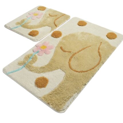 Set 2 covorase baie acril, dreptunghiulare, 60x100cm, 50x60 cm, Chilai Home by Alessia, Buyuk Fil - Brown
