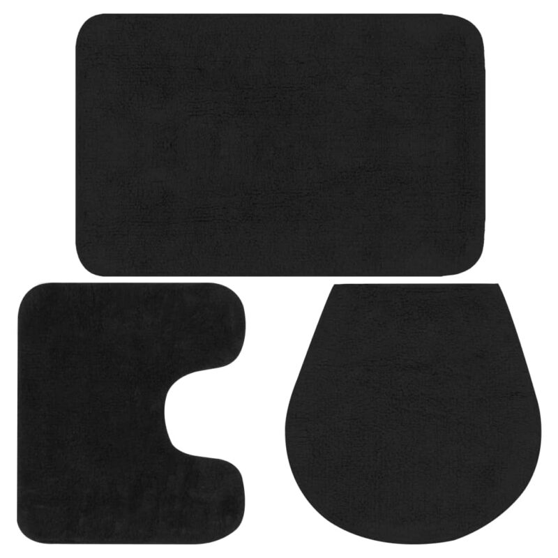 Set de 3 covorase pentru baie, vidaXL, Bumbac, 50 x 78 cm, Gri inchis