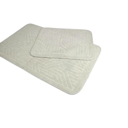Set de 2 covorase pentru baie, din bumbac 100%, antiderapant, model Braid Cream