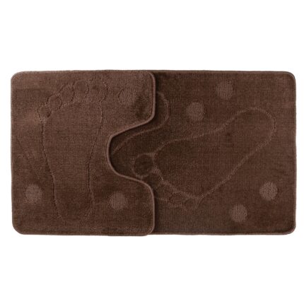 Set 2 covorase de baie Foot, Maro, 60x100 cm, 50x60 cm
