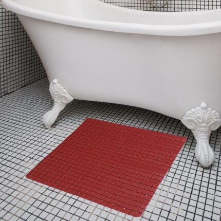 Covoras antiderapant pentru baie, cada si dus, 55x55, cauciuc, Barneys, visiniu