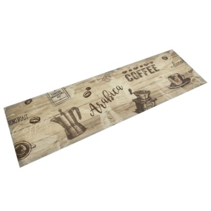 Covor de bucatarie lavabil Coffee vidaXL, maro, 45x150 cm, catifea, 1.16 Kg