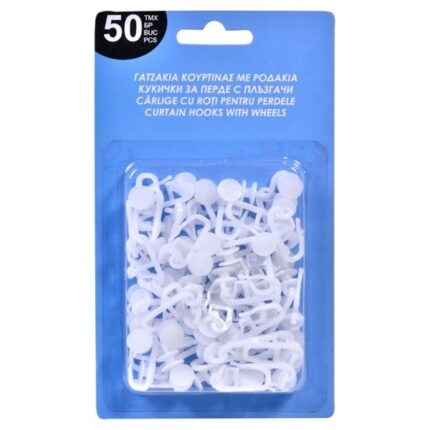 Set 50 carlige pentru perdele, alb
