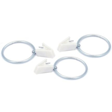 Set 100 inele cu clema draperii/perdele, Kotarbau, 32 mm, Alb/Transparent