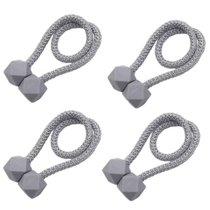 Set 4 magneti decorativi pentru perdele, Axroad Mall, Fixare si mentinere, Sfoara tesuta, Anti-alunecare, Nu sunt necesare carlige, Cu magnetism puternic, Pentru dormitor, cresa, terasa, Metal/Poliester, 45cm, Gri