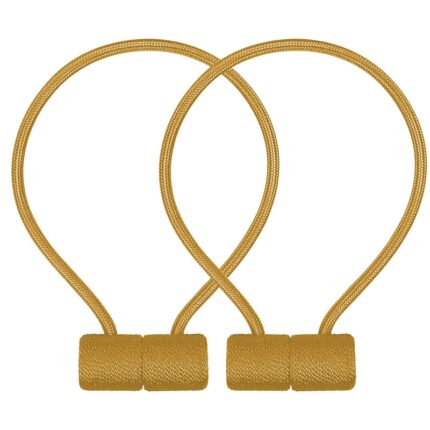 Set 2 cordoane prindere perdea, Aliaj/Poliester, Magnetic, 44 cm, Auriu