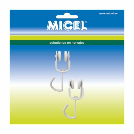 Set 2 carlige pentru perdele, Micel, inox, 18.5 x 18 x 56 mm, alb