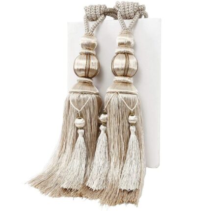 Set 2 snururi de prindere pentru perdea, JeiibrZui, Poliester/Plus, Auriu