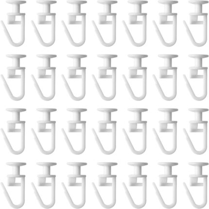 Set 100 carlige pentru sina perdea, Sunmostar, Plastic, Alb