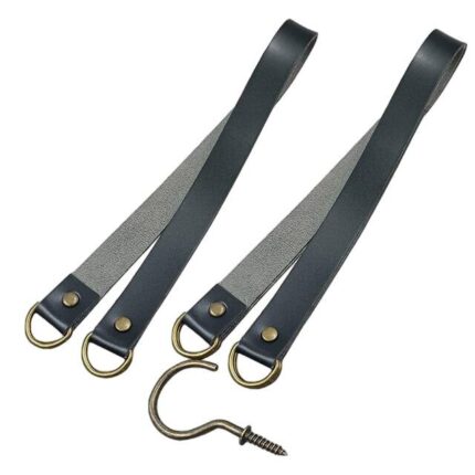Set 2 prinderi pentru draperie, 500 x 20 mm, Piele, Negru