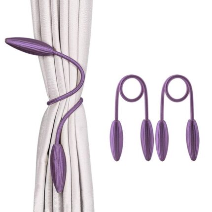 Set 2 cleme pentru draperii, violet, material poliester
