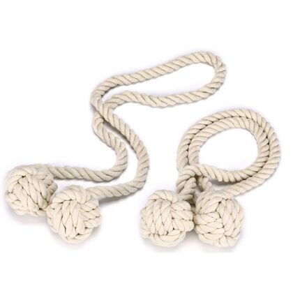 Set 2 legaturi pentru perdele, Sunmostar, Bumbac, 120 cm, Bej