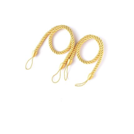 Set de 2 legatori de perdea stil scandinav simplu, din funie impletita strans, auriu