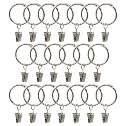 Set 20 Inele pentru Perdele cu Cleme, Inox, Argintiu, Rezistente la Coroziune